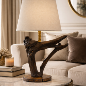 Unikatna Stolna Lampa od Drveta  – Model "Nature’s Form"