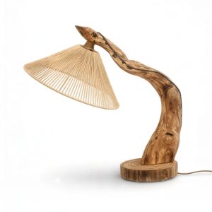 Stolna Lampa od Prirodnog Drveta - Ručni Rad - "Woody Mood"
